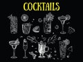 ÃÂ¡ocktail menu design template. Hand drawn illustration Royalty Free Stock Photo